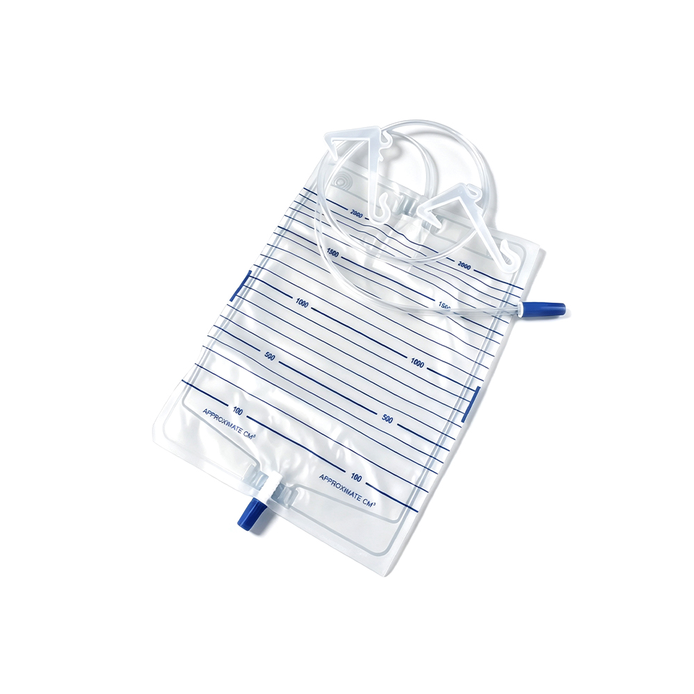1000–2000 ml Premium Medical Grade PVC -virtsapussi vahvistetuilla muoviripustimilla