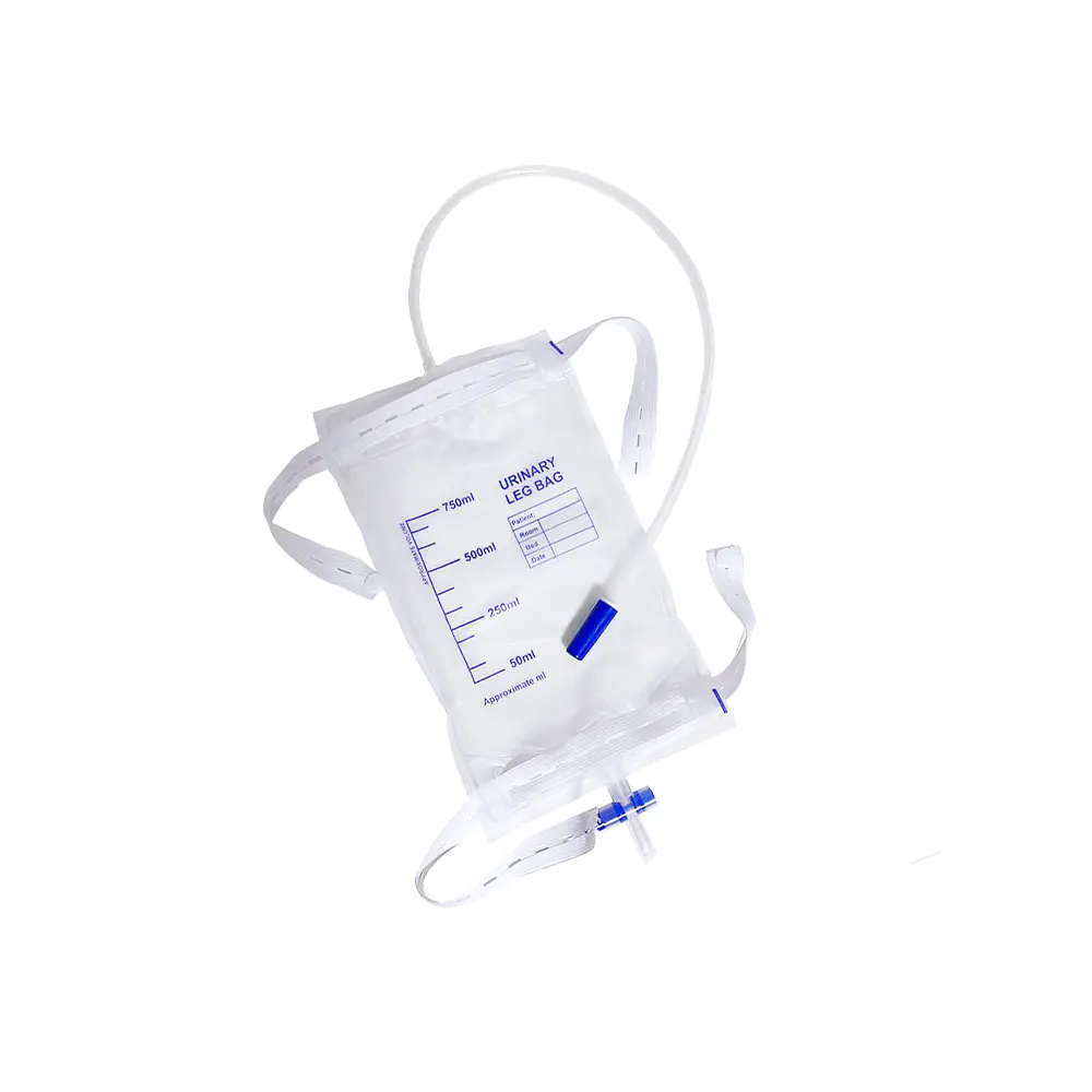 750 ml virtsan lateksiton lääketieteellinen PVC Ergonomic Comfort Fit -jalkalaukku refluksiventtiilillä